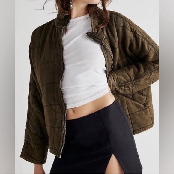Free People Jackets & Blazers - Free People Dolman Quilted Knit Jacket Dusted Military XS